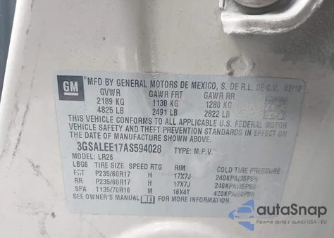 2010 Saturn Vue Xr from USA, damaged, VIN 3GSALEE17AS594028